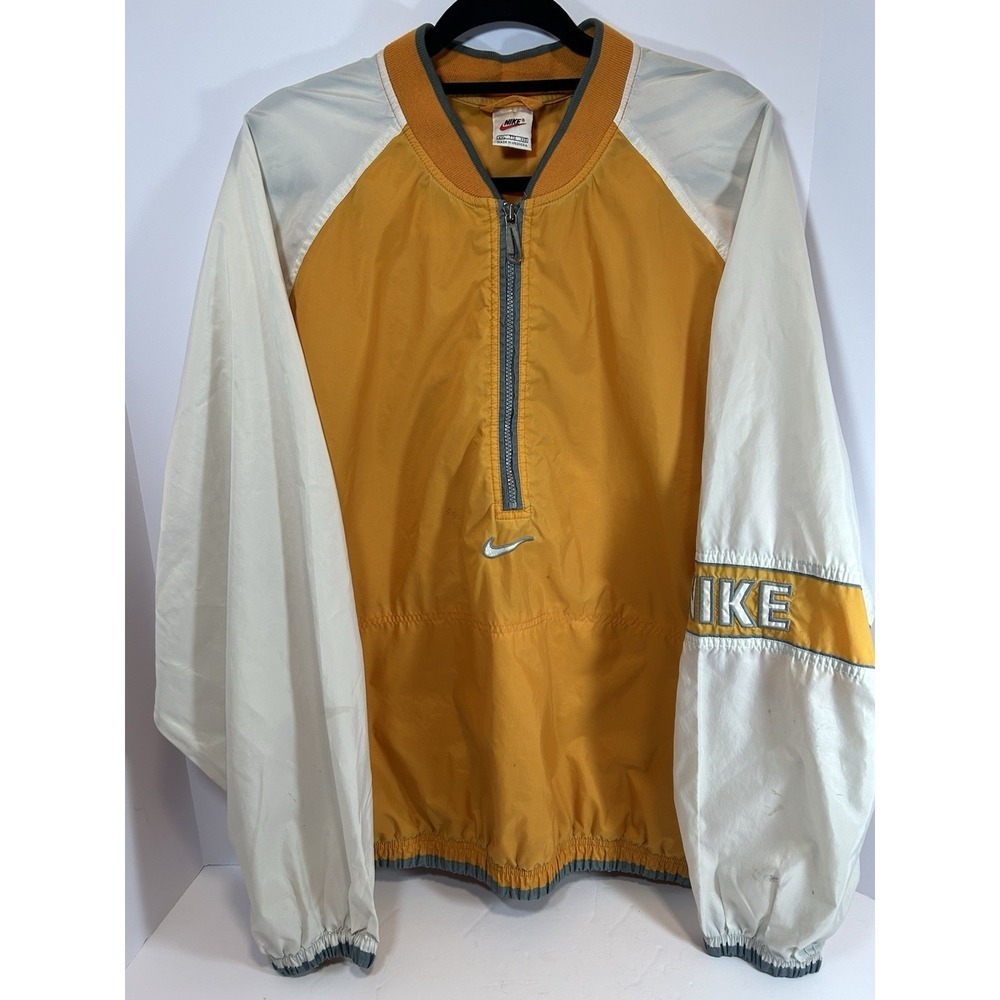 Vintage Nike Windbreaker Jacket Pullover Centre Swoosh 1/2 Zip XXL White Tag
